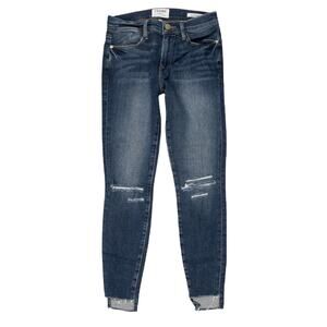 Frame Jeans Le‎ High Skinny Ripped Knee Raw Hem Women's 24 Casual Pants Step Hem